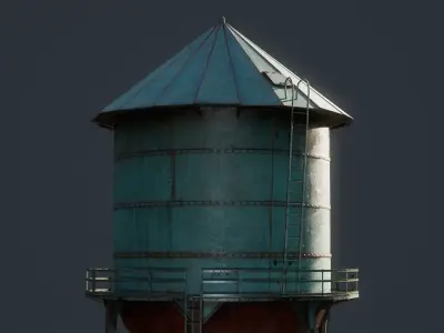 Water Tank Tower Reservoir Low-poly 3D model