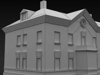 Building Lowpoly house with roof and chimney Low-poly 3D model