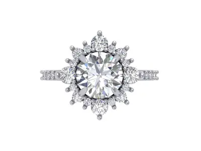 Solitaire Engagement Art Deco Ring 3D print model 67