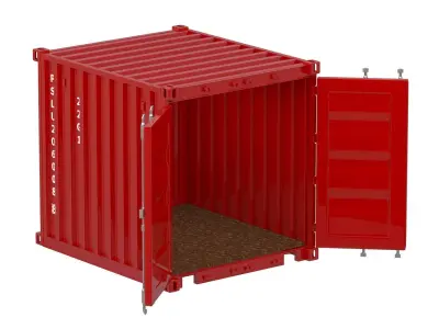 8ft Shipping Container Red 3D model