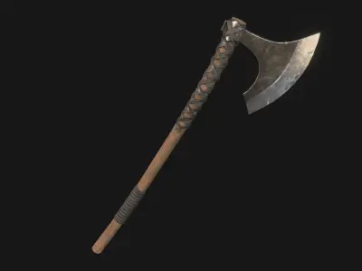 Viking Two Handed Battle Axe - Game ready low poly weapon Low-poly 3D model