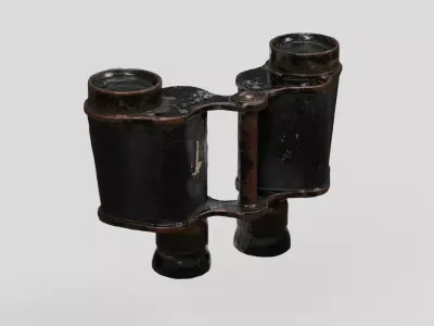 WW1 Military Binoculars and Leather Case 3D scan PBR 4K textures Low-poly 3D model