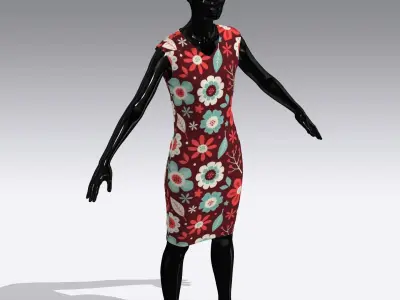 Female Cloth Dress Low-poly 3D model