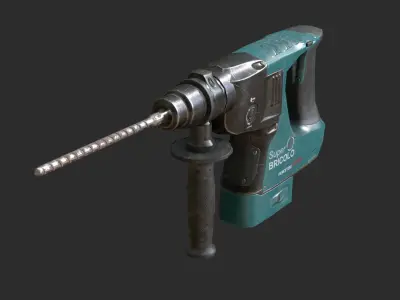 Power Hammer Drill Low-poly 3D model