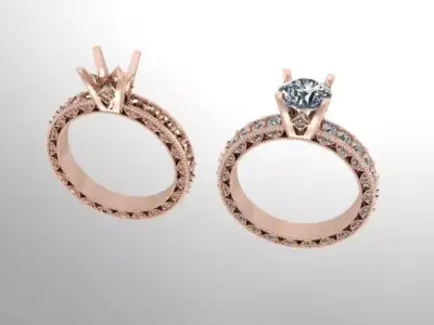 Antique Vintage Style Diamond Infinity Solitaire Engagement Ring 3D print model purchase
