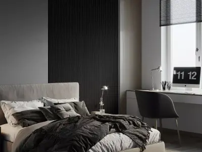 bedroom interior design style minimalism  Free 3D model