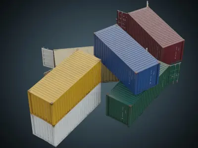 Cargo Container 6B Low-poly 3D model