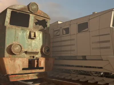 Abandoned train Low-poly 3D model purchase