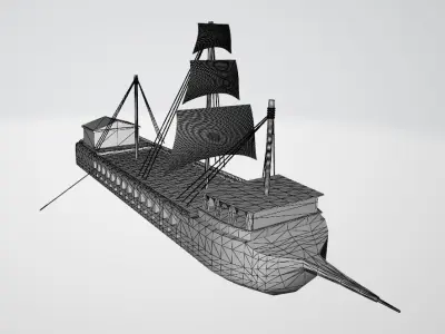 Old Navy Ship Low-poly 3D model
