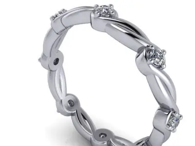 Diamond Eternity Beads wedding band Classic Antique Ring 3D print model