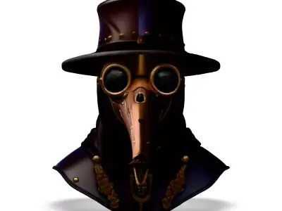 Steampunk Plague Doctor Bust Low-poly 3D model