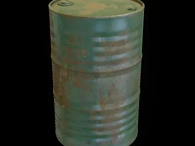 Green Oil Drum Low-poly 3D model