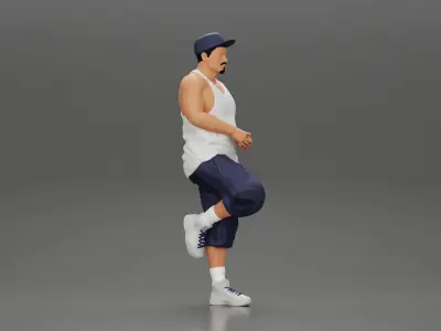 gangster in cap short standing in one leg leaning against car 3D print model