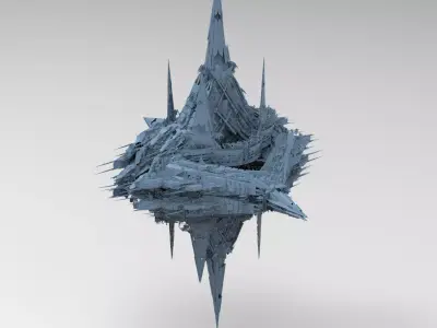 Cyberpunk magma oil rig  2 3D model
