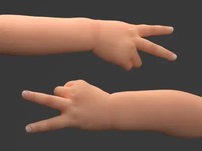  Caucasian Baby Hand Victory Gesture 