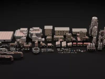 Rafinery Post Apocalyptic Assets 2 Low-poly 3D model