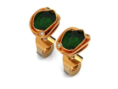 stud earrings with oval flower shaped 1452 3D print model