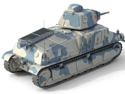 SOMUA S35 Cavalry tank  Low-poly 3D model