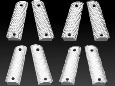 1911 textured grips 3D print model