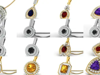 3DM 107 GEMSTONE STUD PENDANT FILES 3D Model Pack
