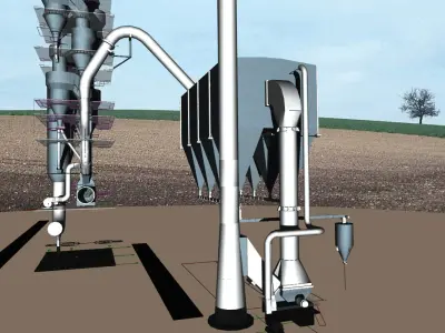 Cement Kiln-Bypass Cyclone reather Free 3D model
