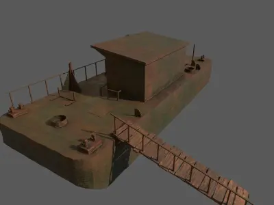 River panton  barge Low-poly 3D model