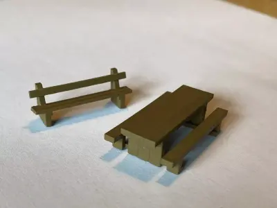 Model Railway Sleeper Picnic Table and Bench 3D print model
