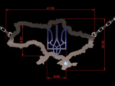 Ukraine map pendant p0020 3D print model