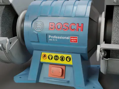 Realistic Power Tool Bosch Bench Grinder with PBR Texture Low-poly 3D model
