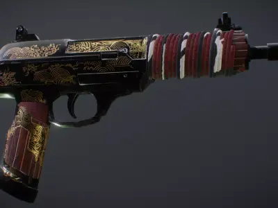 Stylized Japanese Pistol - 3D Weapon Model 3D model
