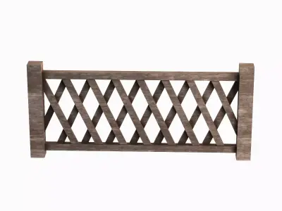 Wooden Fence A 02 Low-poly 3D model