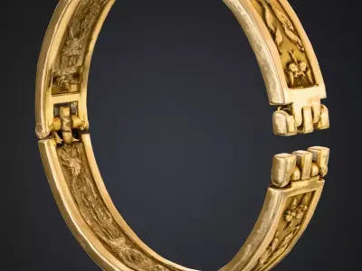 Ornate Golden Bracelet 3D Model Engraved Jewelry Asset Low-poly 3D model