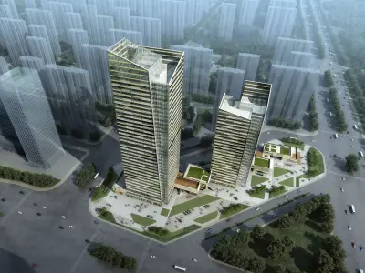 3Dmax fashion city commercial square building 333 3D model