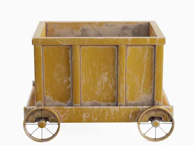 Old Mining Trolley 02 Low-poly 3D model