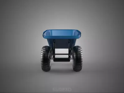 HEAVY DUTY TWIN WHEEL HAND CART WHEELBARROW TROLLEY WAGON TRAY 3D model
