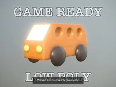Game Ready Wooden Toy Vehicles Collection Low Poly 3D Model Pack