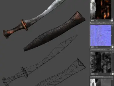 Fantasy sword pack1 Low-poly 3D model