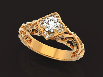 Vintage filigree engagement rings 1347 3D print model