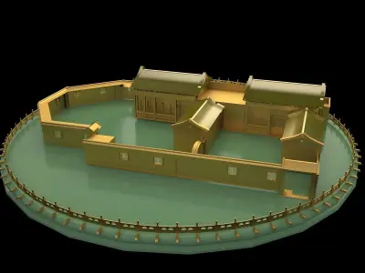 Chinese courtyard house 3D model 2