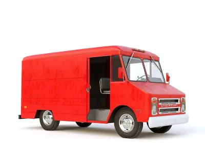 Chevrolet P30 step van  Red 1980s  Low-poly 3D model