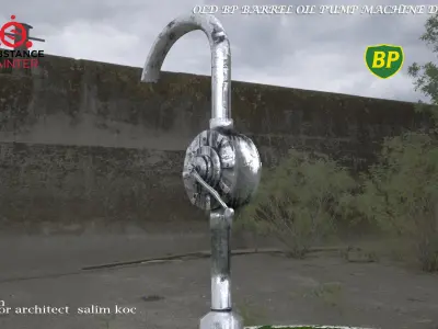  OLD BP BARREL OIL PUMP DESIGN Low-poly 3D model