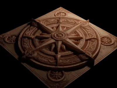 Compass Rose CNC 3d Print High Relief Sand Casting 3D print model
