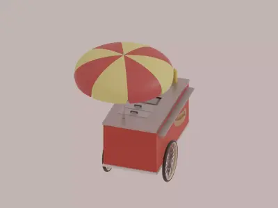 Hot Dog Cart Low-poly 3D model