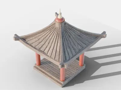 pagoda-like building Low-poly 3D model
