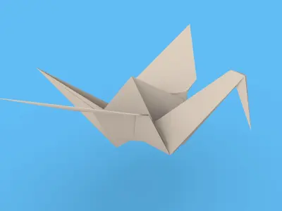 Origami Paper Crane Animated 3D model purchase