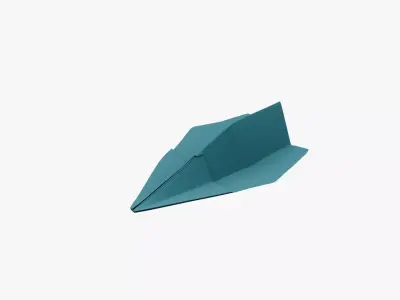 Paper Plane Teal Low-poly 3D model