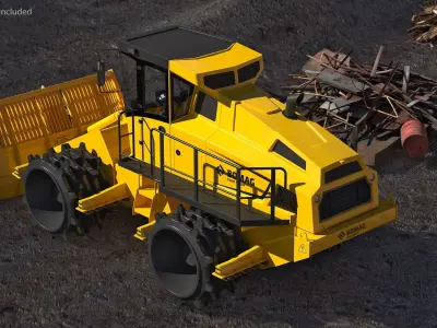 Bomag BC 473 RB5 Refuse Compactor Rigged 3D model