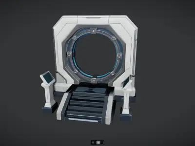 futuristic sci-fi portal with control panel 3D model