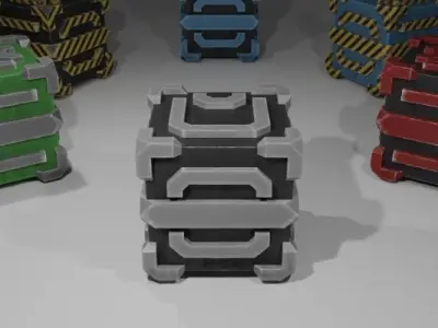 Low Poly Sci-fi Cube Crate Low-poly 3D model