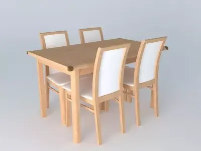 Indiana Red Pine dining table set 3D model